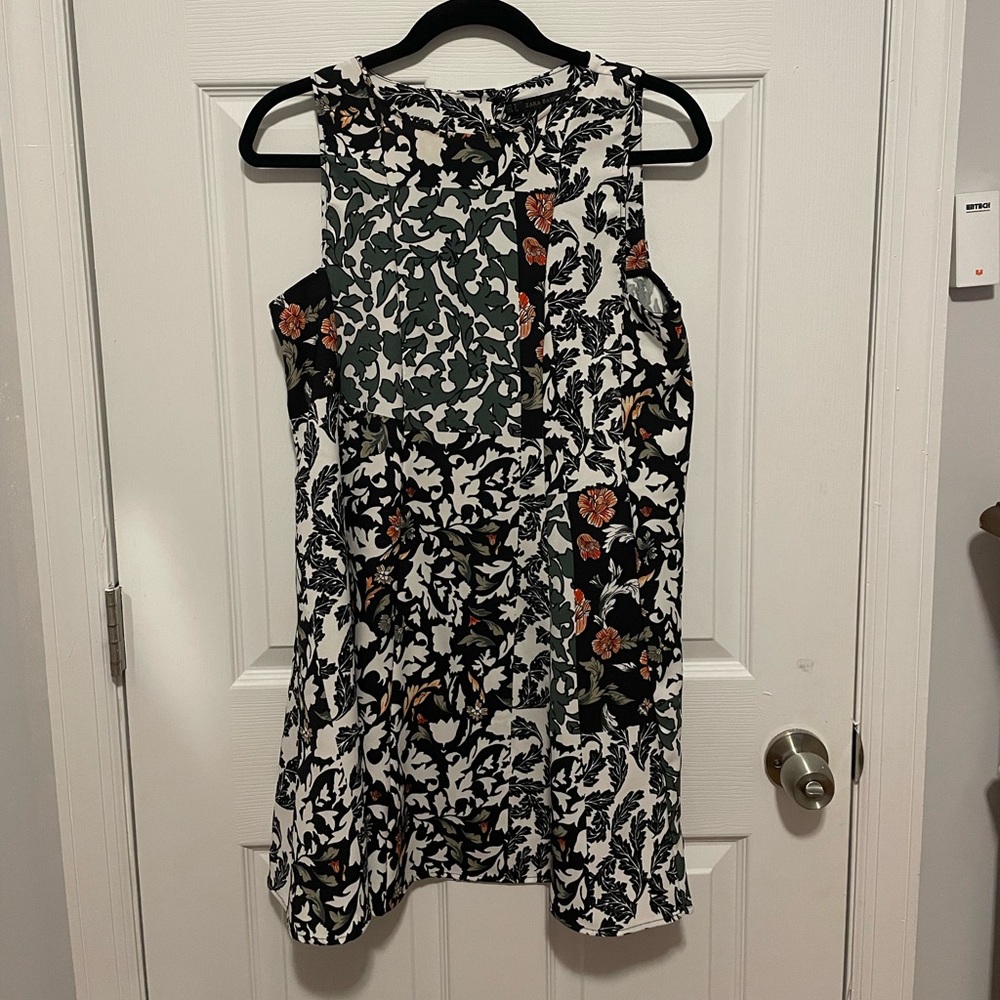ZARA FLORAL SLEEVELESS SHIFT DRESS